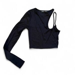 Clubwear y2k grunge asymmetrical crop top one long sleeve/one strap W size Small